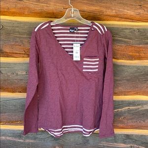 Maroon boyfriend cut long sleeve shirt